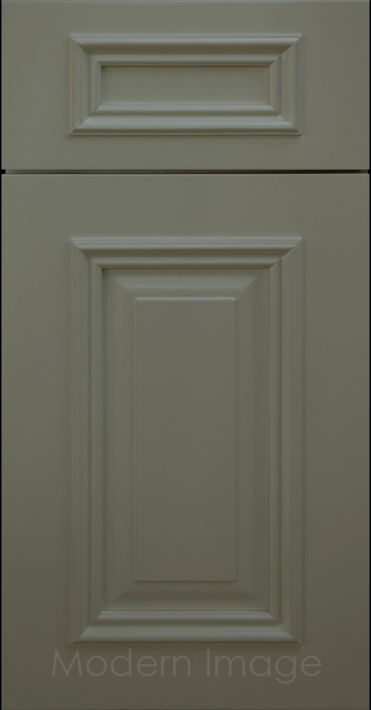 Heritage custom cabinets in a Evergreen finish with classic raised panel doors and modern flat slab drawers.